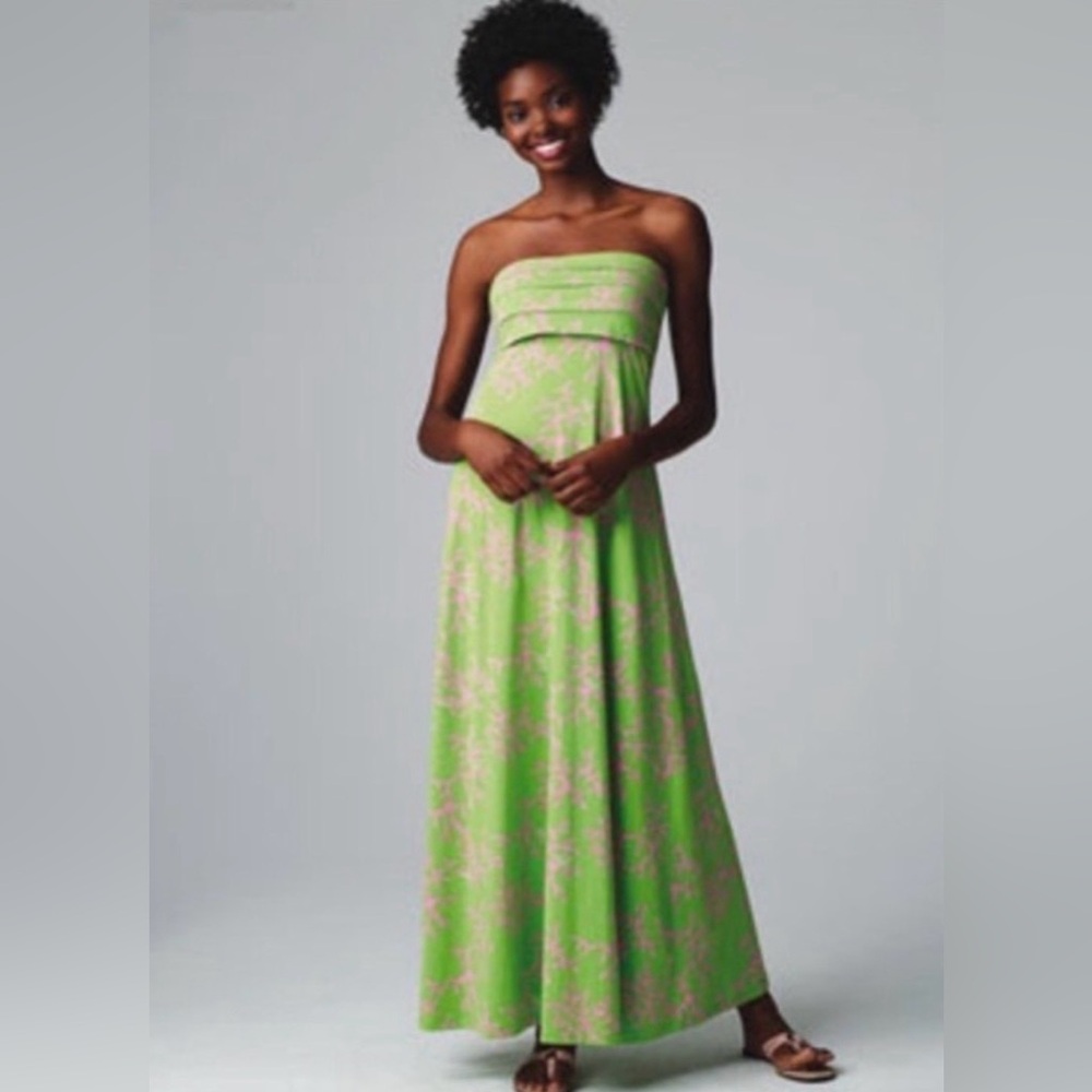 Lilly Pulitzer | Petula Strapless Maxi Dress "Coral Me Crazy"
